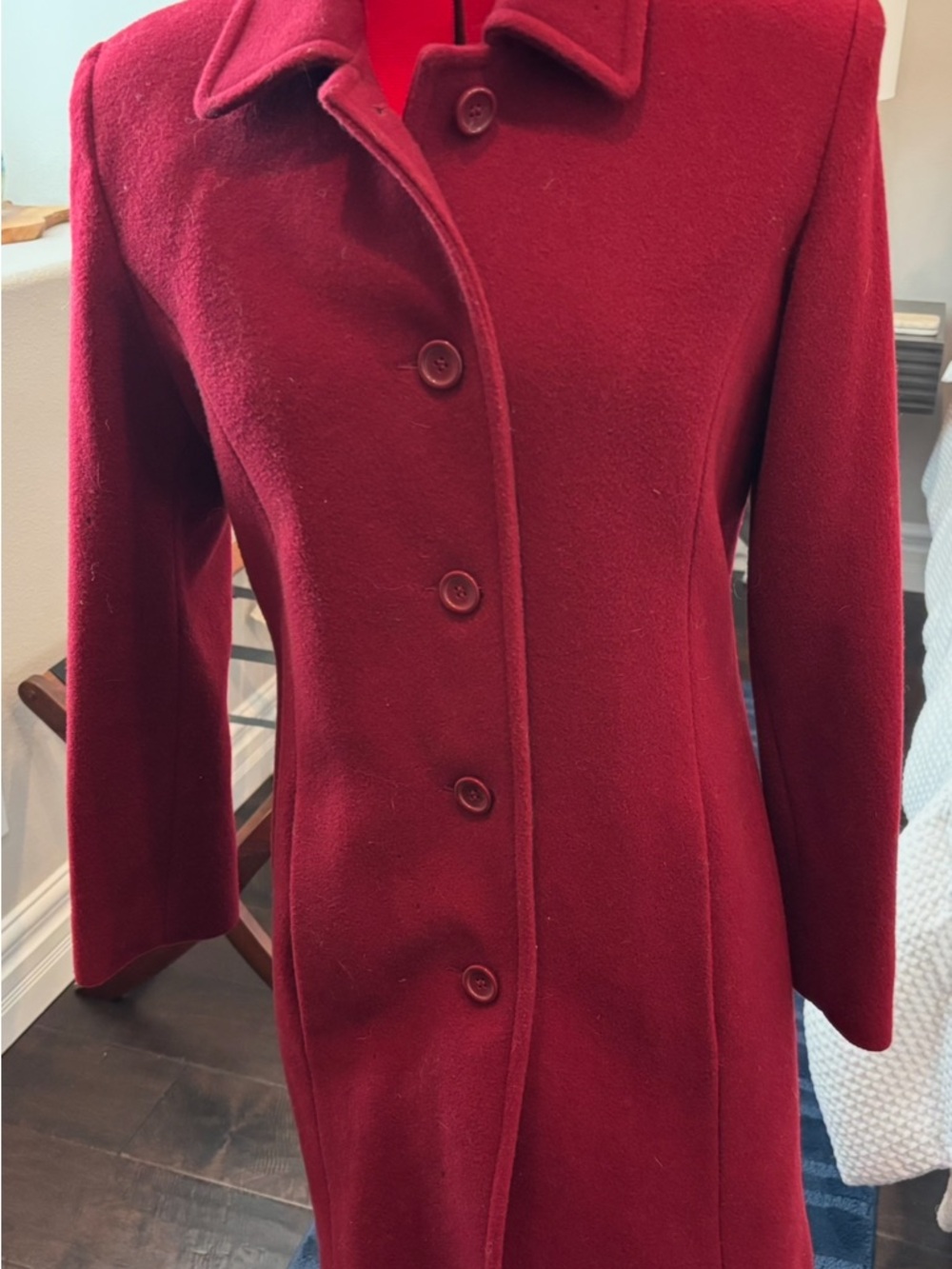 London Fog Deep Red Single-Breasted Pea Coat